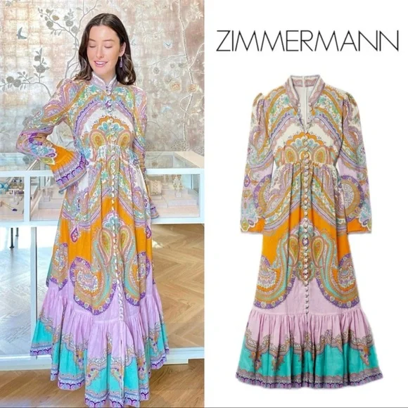 Zimmermann Lola paisley midi dress size 2 - Picture 1 of 7